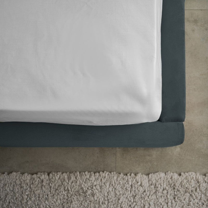 Letto matrimoniale Wilma imbottito con contenitore in tessuto Vogue 12 blu pacific