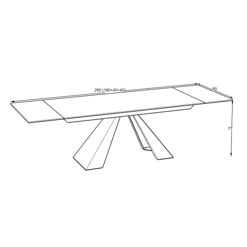 Tavolo Monza allungabile con piano in ceramica effetto marmo grigio e struttura nera